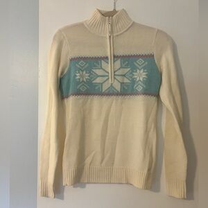 Vineyard Vines Cream and Blue Wool Snowflake Sweater, Size XS